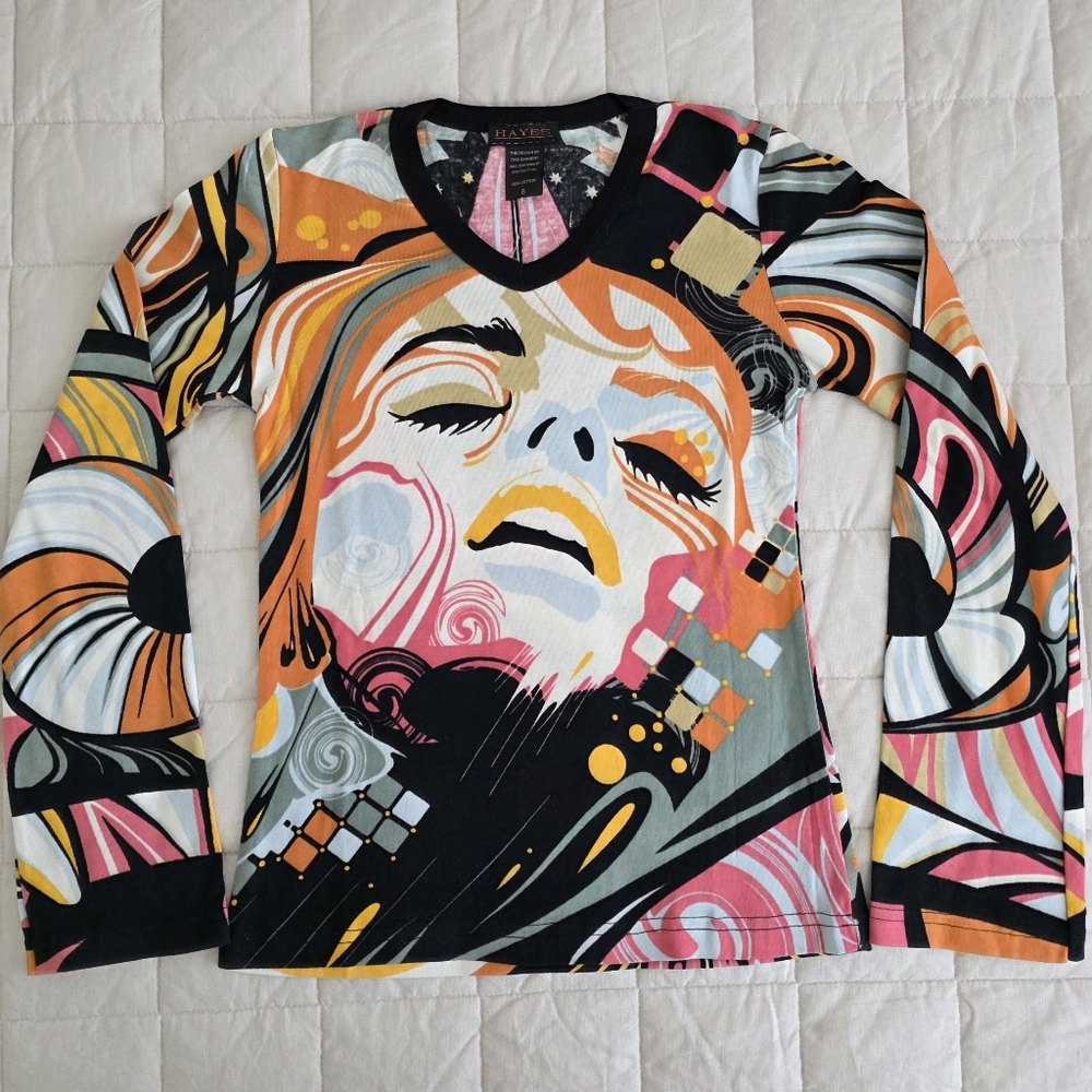 NWT Vintage Deadstock Custo Barcelona/Hayes Graphic Long Bell Sleeve T-shirt